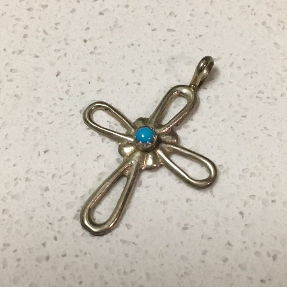 Silver & Turquoise Cross Pendant